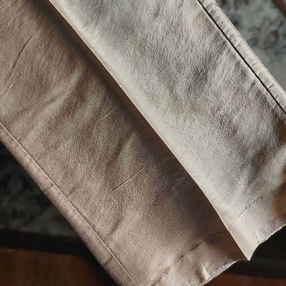 Vtg pale gold raw silk pocketless creased dress pants - Picture 5 of 10